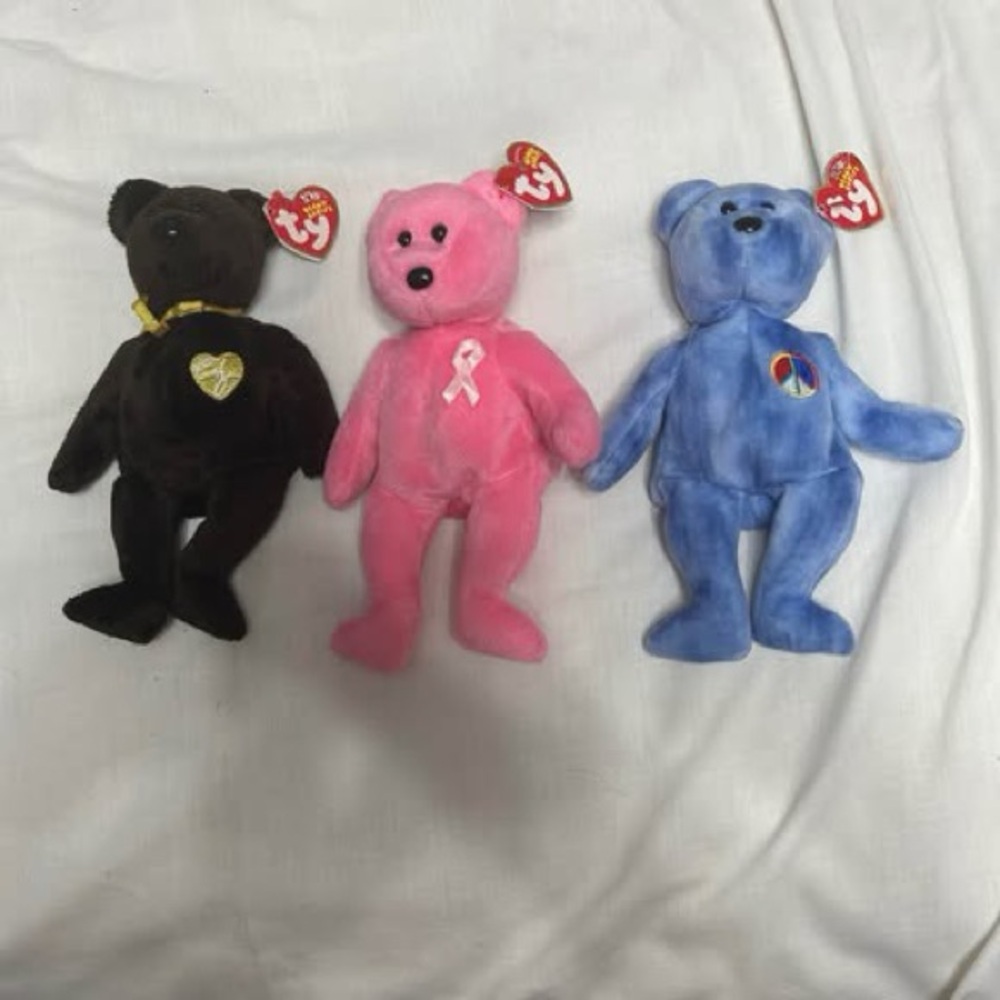 Three TY Beanie Baby Plush Bears